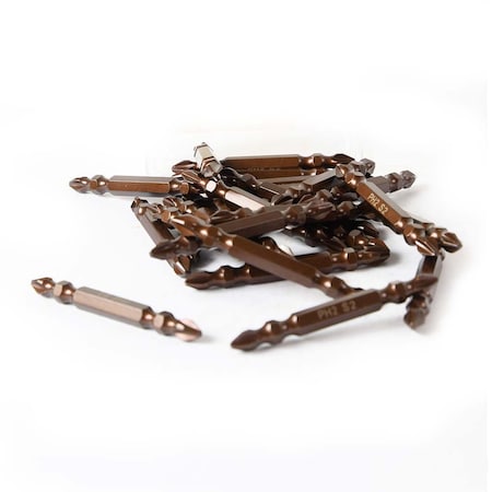 Superior Steel PH2 Double Head Phillips High Torque Screwdriver Bits - 2.5 Inch Long, PK 25 B468-25PK